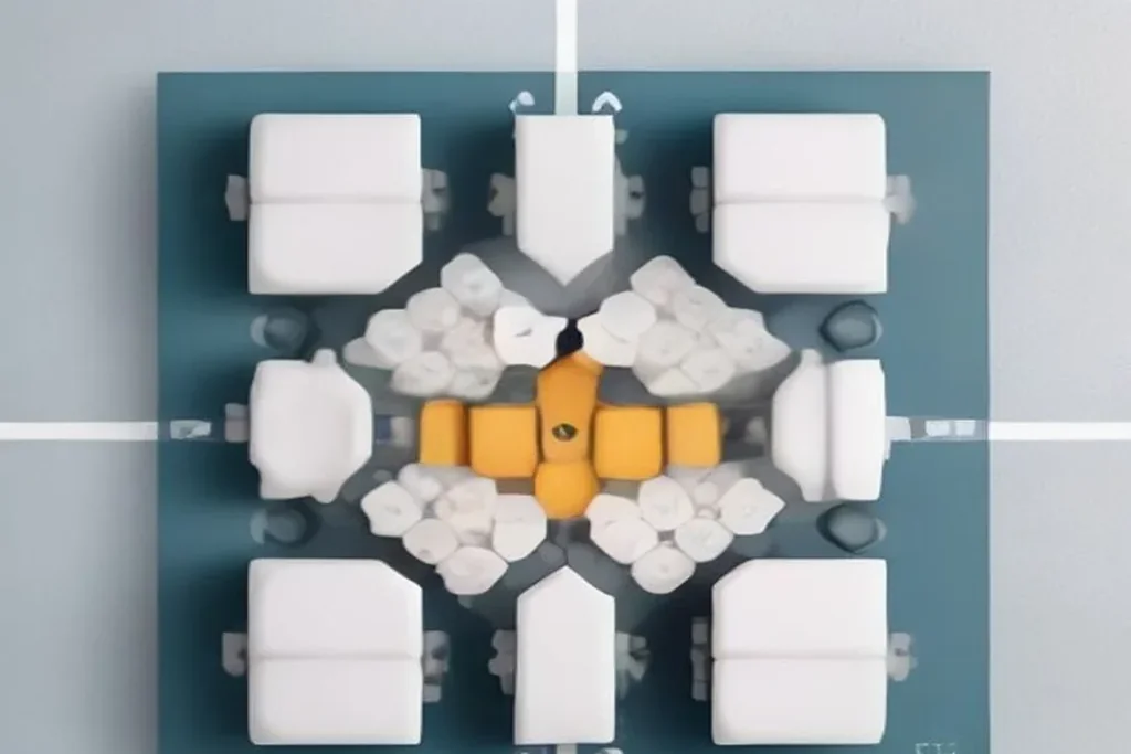 A tactics board with small colored magnets arranged in formation on a white surface