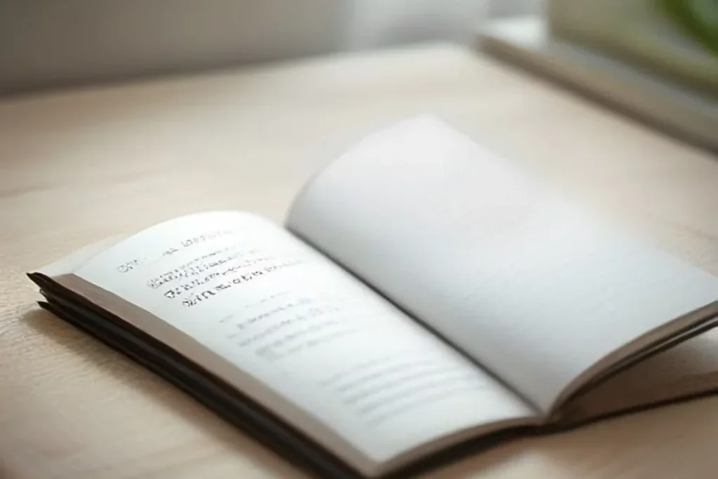 A white smartphone lying on an open hardcover book near a bright window