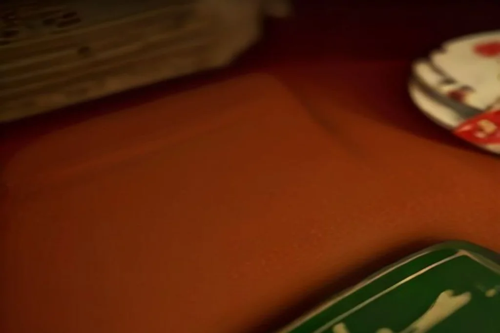 Blank casino chips in teal and gold stacks on dark felt, the BK8 review cover motif