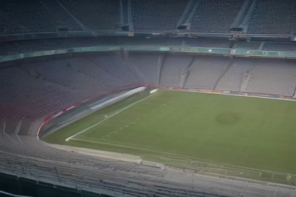 Football scarves in team colors draped over an empty stadium seat