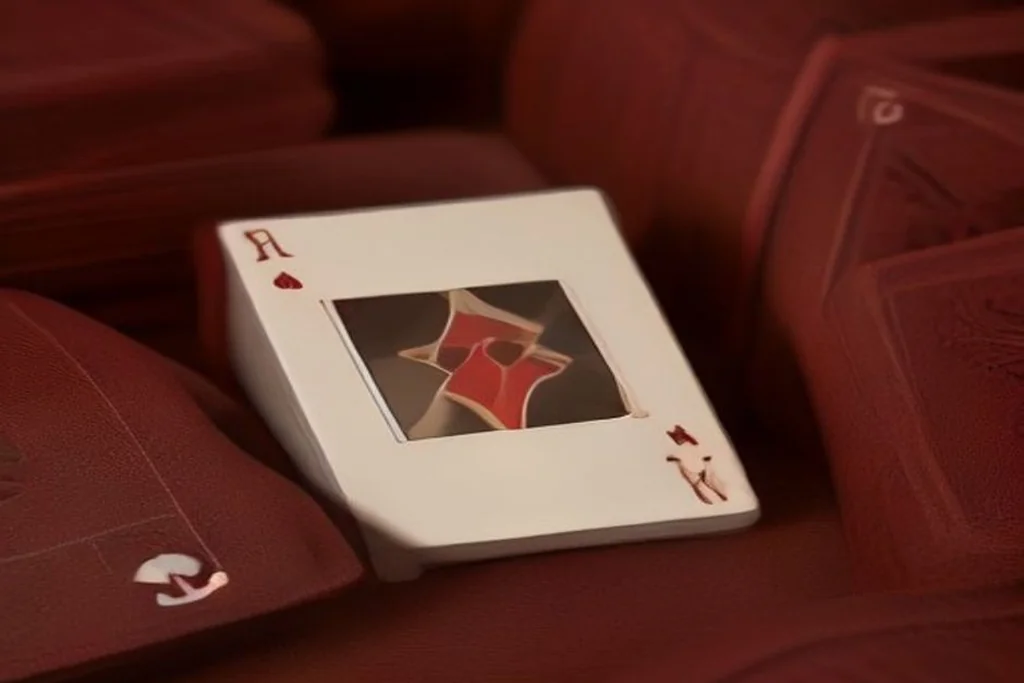 Playing cards lying face-down in a fan on green felt with blank chips