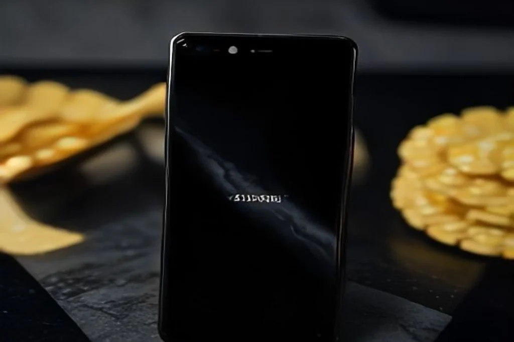 White smartphone on a marble table in soft window light